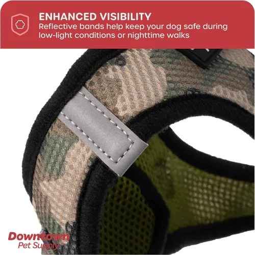 Vista 40 de Downtown Pet Supply Arnés para perro Step-in – Sin tirones, malla acolchada ajustable con ribete reflectante, correa de hebilla segura – Arnés