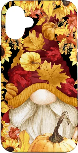 Vista 22 de iPhone 16 Lindos accesorios de otoño otoño con calabaza girasol gnomo caso