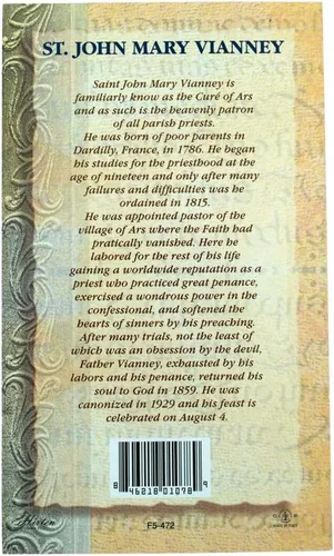 Vista 2 de William J. Hirten Tarjeta Santa Católica Deluxe con Oraciones Tradicionales (Saint John Mary Vianney)