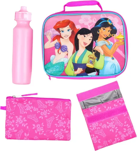 Vista 2 de Disney Princess - Mochila de 16 pulgadas para niñas juego de lonchera escolar de 5 piezas Multicolor talla única
