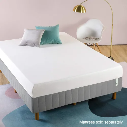 Vista 2 de Colchón Zinus Justina con somier tipo plataforma y patas, Acero Tela Madera, Gris