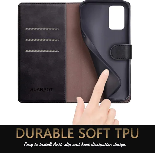 Vista 6 de SUANPOT Funda de piel tipo cartera para Samsung Galaxy S20+/S20 Plus de 6.7 pulgadas (sin S20 6.2 pulgadas/S20 Ultra 6.9 ") con tarjetero RFID