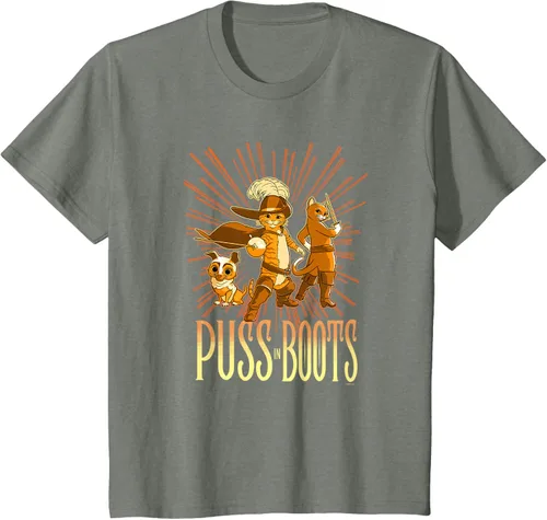 Vista 102 de DreamWorks Puss in Boots: The Last Wish Cat Trio Poster - Camiseta pequeña Negro