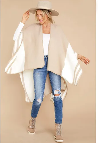 Vista 114 de Moss Rose Chal de viaje para mujer, capa tipo poncho de frente abierto para otoño e invierno