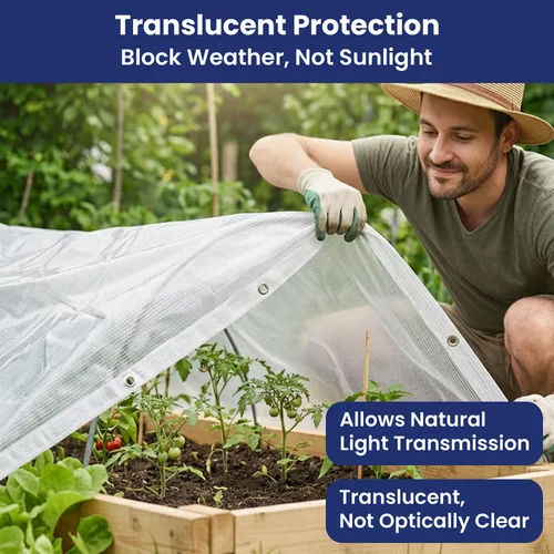 Vista 8 de Tarps Now - Lona de polietileno translúcida de 6 x 8 pies, cubierta impermeable resistente de 14 milésimas de pulgada de pulgada de diámetro, lona