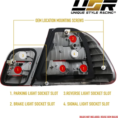 Vista 7 de DEPO 02-05 E46 4D - Juego de lámparas traseras transparentes estilo europeo (izquierda + derecha, interior + exterior) compatible con BMW E46