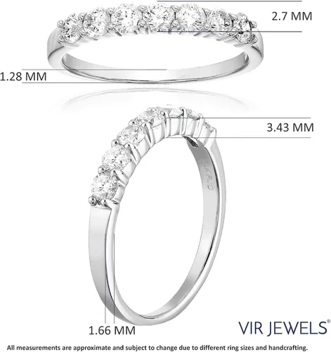 Vista 4 de VIR JEWELS Anillo de aniversario de boda de diamantes de 34 quilates (ctw) para mujer, anillo de compromiso de diamantes redondos de oro blanco