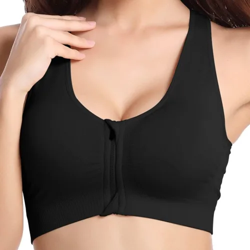 Vista 2 de Camiseta deportiva para mujer, brasier con cremallera, ropa interior a prueba de quakeproof para correr, sin anillo de acero, chaleco de moda sin
