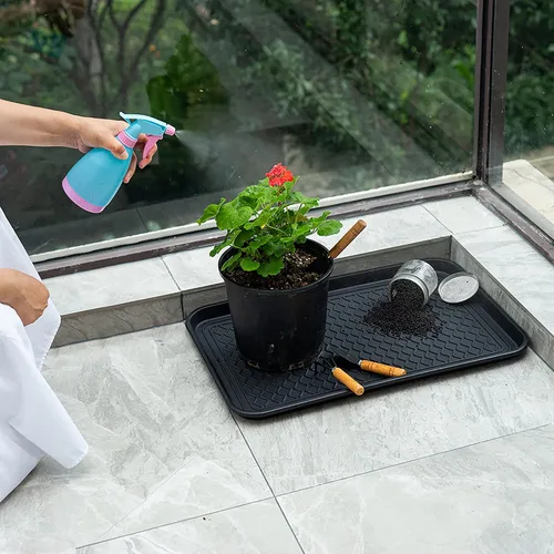Vista 6 de Bandeja para botas para todo tipo de clima, paquete de 2 unidades, plástico resistente al agua, multiusos para zapatos, bandejas de alimentación