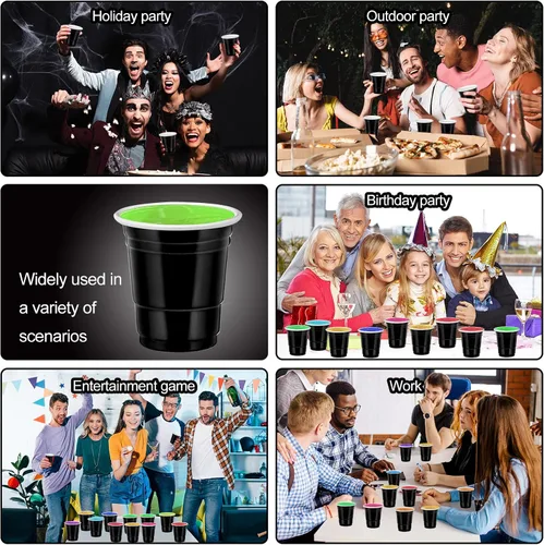 Vista 7 de 120 piezas Vasos de Chupito Negros de Plástico Negro Vasos de Chupito de 2 oz Vasos de chupito de Halloween desechables para beber Degustaciones
