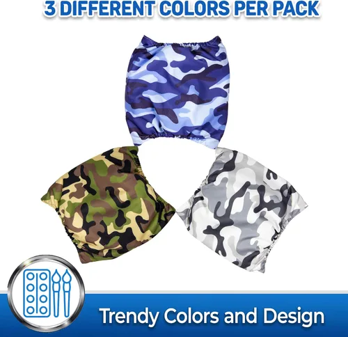 Vista 5 de PET MAGASIN Pañales para perros machos con forma de vientre (paquete de 3) (M, camuflaje)