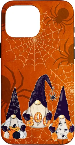 Vista 19 de iPhone 16 Spooky Halloween Gnomes Pumpkin Spider Pattern Witchy Boo Case
