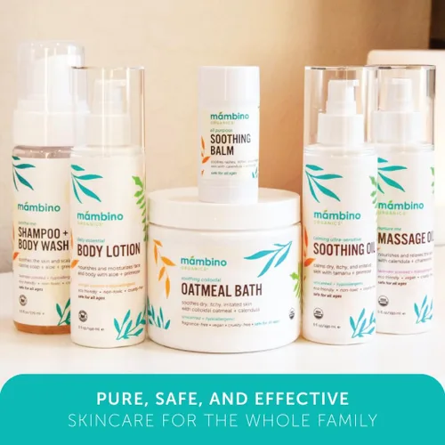 Vista 6 de Mambino Organics Polvo de Remojo de Baño de Avena Coloidal Calmante, para Recién Nacidos, Niños, Madres con Piel Seca y Sensible, Lavado de Bebé sin