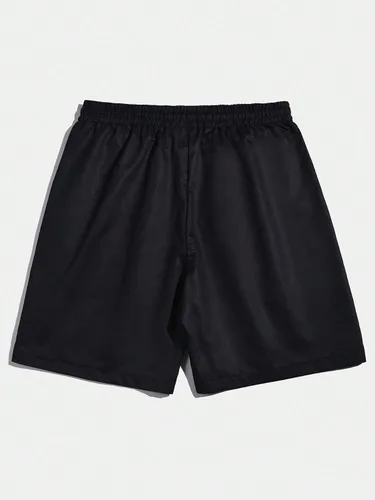Vista 2 de COZYEASE Pantalones cortos con estampado de letras y gráficos para hombre, con cordón en la cintura, pantalones cortos casuales con lazo frontal