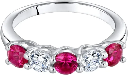 Vista 3 de PEORA 925 Sterling Silver Five-Stone Trellis Ring Band for Women in Various Gemstones, 3.5mm Width, Sizes 5 to 9