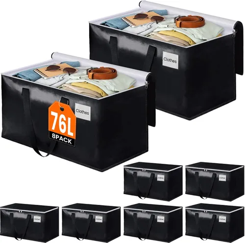 Vista 20 de BlissTotes Bolsas de mudanza, cajas de mudanza resistentes con cremalleras superiores y asas resistentes, bolsas de almacenamiento para ahorrar