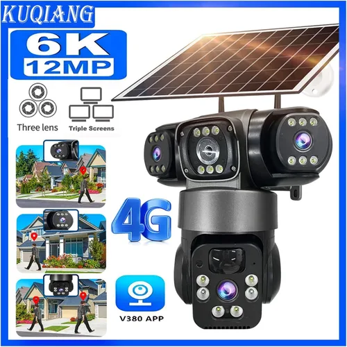 Vista 3 de Cámara de seguridad para exteriores PTZ solar de triple lente Cámara 4G de 12MP Añadir 32G