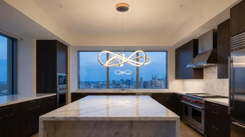 Vista 4 de Lámpara colgante LED moderna chapada en oro Dorado Plateado