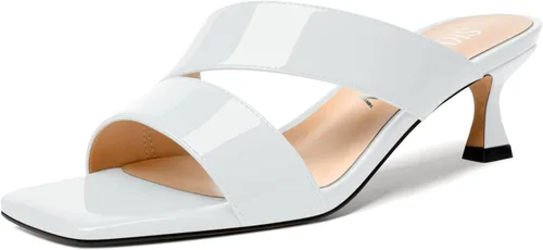 Vista 22 de SKYSTERRY Sandalias de tacón bajo con punta abierta para mujer, con tacón bajo, de 2 pulgadas Beige