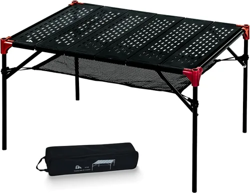 Vista 13 de Mesa plegable extensible, área de mesa grande, ultraligera, compacta con mesa hueca y bolsa de transporte para camping, mochilero, playa, concierto
