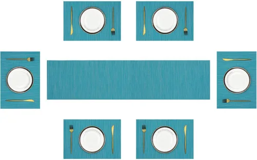 Vista 41 de SHACOS Beige Woven Placemats Set of 4 Place Mats Indoor Outdoor