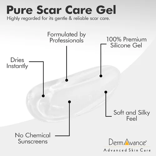Vista 7 de DermAvance Pure Cicatriz Care "Gel de silicona de grado médico" para marcas quirúrgicas y faciales - Crema de silicona para un manejo eficaz