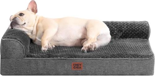Vista 54 de EHEYCIGA - Cama ortopédica para perros de tamaño mediano, cama de espuma viscoelástica para perros, color beige Small Dog Sofa with Washable
