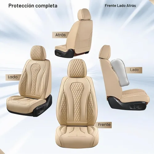Vista 4 de Coverado Fundas de asiento de automóvil, fundas de asiento delantero, funda de asiento de coche beige, fundas impermeables para asiento
