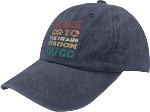 Vista 2 de Gorra de béisbol con texto en inglés Be Nice or to The Train Station You go, gorra de béisbol para mujer, divertida gorra ajustable