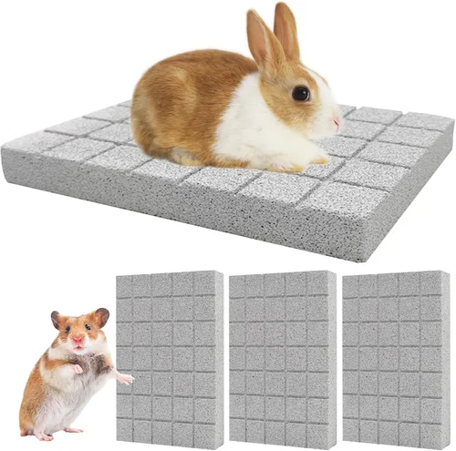 Vista 10 de Hamiledyi Almohadillas para pies de conejo, almohadilla de garra de molienda de conejo, 4 piezas de dientes de lava de animales pequeños, piedra