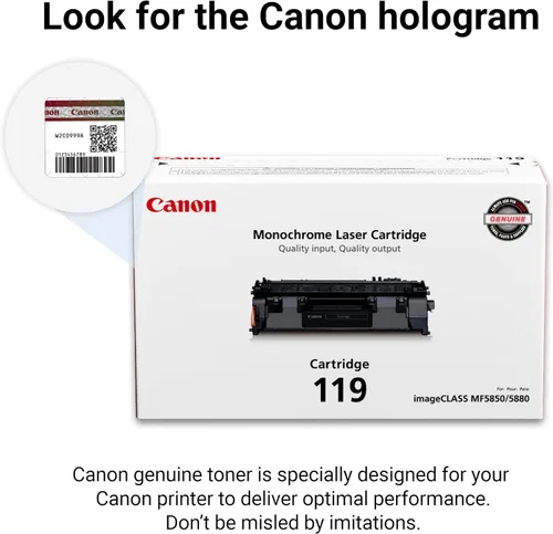 Vista 5 de Canon Cartucho de tóner negro 119 original compatible con la serie LBP250, serie MF410, serie MF5800, serie MF5900, serie MF6100, LBP6300dn, serie
