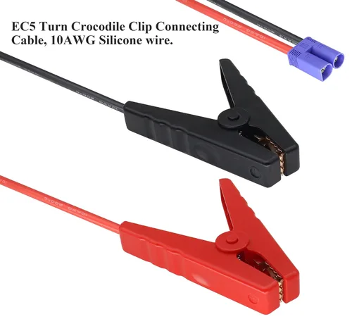 Vista 4 de Adaptador de Cable de Puente de Batería, Cable de Arranque de Coche con Abrazadera Alligator a EC5, Clip de Arranque de Emergencia de Coche (10 AWG)