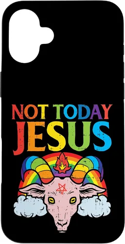 Vista 23 de Today Not Jesus Satan Goat Satanic Rainbow Satanism Gift Case for iPhone 17