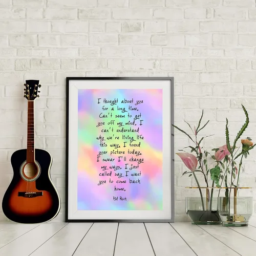 Vista 3 de Cartel de arte de pared con letras de canciones de Kid Rock & Sheryl Crow-Picture - Cartel de música rock de 8 x 10 pulgadas, listo para enmarcar.