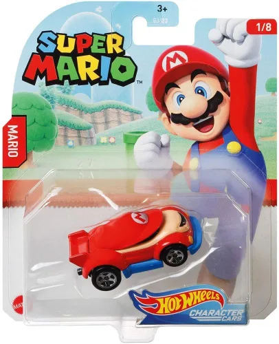 Vista 2 de Hot Wheels Coche de personajes para juegos Super Mario 2020 Series-Vehículo de Mario (1/8)
