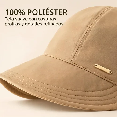 Vista 5 de Sombrero de sol de ala ancha para mujer con agujero para cola de caballo y Blanco sucio