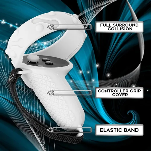 Vista 5 de (1 Pair) Orzero Silicone Controller Cover Compatible for Quest 2, Anti-Throw Soft Protective VR Gaming Headset Handle - White