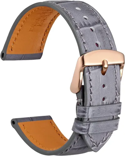 Vista 28 de WOCCI - Correas para reloj de cuero italiano, grano de cocodrilo en relieve, elige color y ancho 14 mm 18 mm 19 mm 20 mm 21 mm 22 mm, Negro