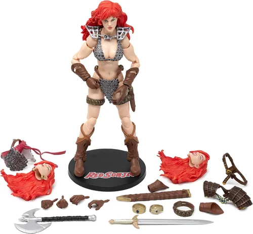 Vista 2 de Boss Fight Studio Epic H.A.C.K.S. Red Sonja Deluxe Figura de acción – Figura coleccionable altamente articulada, personalizable con accesorios