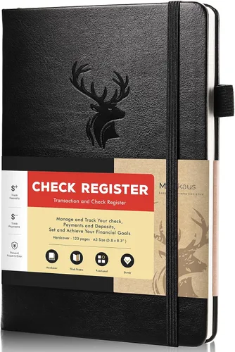 Vista 11 de Libro de Registro de Cheques Molekaus para Libreta de Cheques Personal o Empresarial, Registros de Tamaño Grande de Tapa Dura para Rastrear Pagos