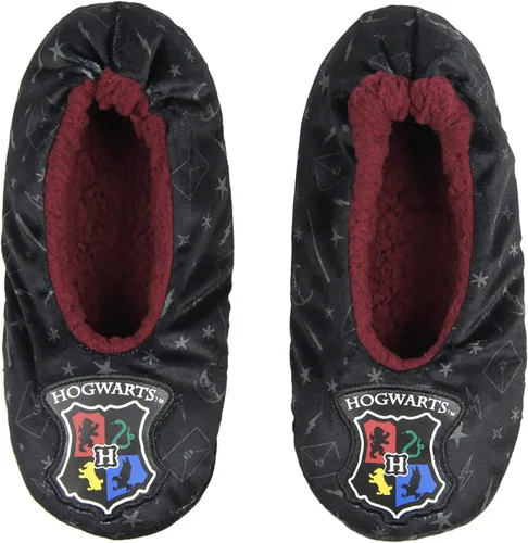 Vista 2 de Bioworld Harry Potter Slippers Hogwarts Crest Embroidered Slipper Socks With No-Slip Sole For Women Men