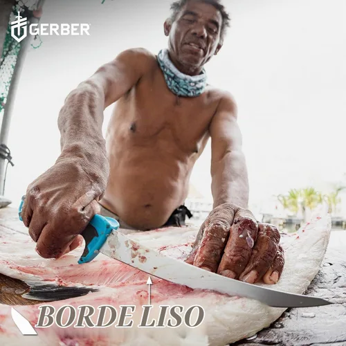 Vista 4 de Gerber Controlador de engranajes, cuchillo de filete de agua salada para pesca, cuchillo de pesca resistente, equipo de pesca premium, 6 pulgadas