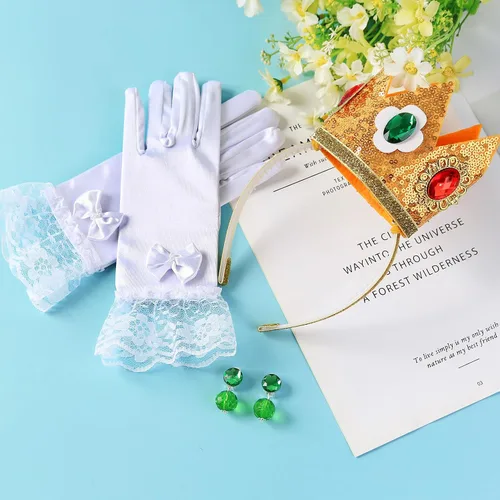 Vista 6 de Pendientes de corona de princesa, guantes, accesorios de disfraz de Halloween