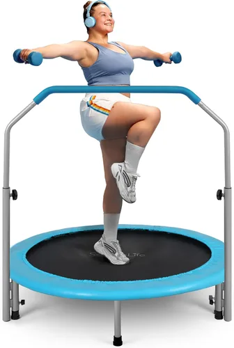 Vista 10 de SereneLife 40" Foldable Mini Trampoline for Adults - Compact Fitness Rebounder with Adjustable Foam Handle, Exercise Trampoline with Max Load