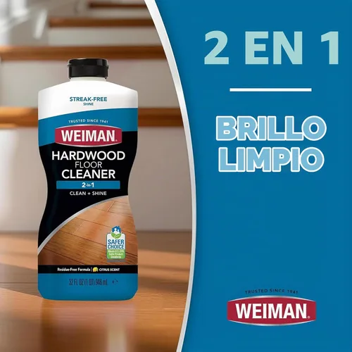 Vista 4 de Weiman Limpiador de madera dura para pisos de madera dura terminados, pisos de ingeniería, laminado - resultados sin rayas, certificado EPA Safer
