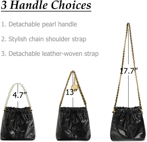 Vista 3 de Bolso tote acolchado para mujer, bolso de hombro de lujo estilo hobo cruzado, bolso de mano con cadena de diseño, bolso de trabajo de cuero, grande