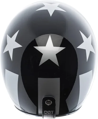 Vista 3 de TORC Casco de Motocicleta Unisex para Adultos de Cara Abierta Estilo T-50 3/4 Retro con Gráfico Captain Vegas (Negro Brillante, Pequeña), 1 Paquete