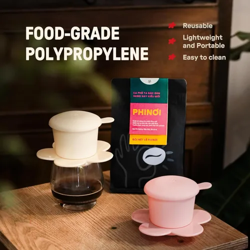 Vista 8 de [Regalo] Filtro Phin vietnamita, gotero de café reutilizable de plástico para verter sobre café, filtro de café de una sola taza con diseño