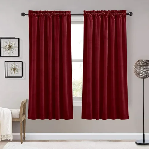 Vista 111 de RYB HOME Cortinas opacas de terciopelo para dormitorio, aislamiento térmico, privacidad, luz solar, bloqueo de calor, cortinas lujosas con bolsillo