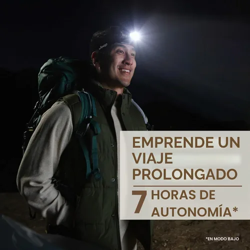 Vista 7 de Linterna frontal Energizer Jeep HM-2000 recargable, lámpara de cabeza con fuente de alimentación híbrida, resistente al agua IPX4, linterna frontal